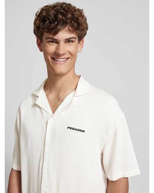 PEGADOR Oversized Freizeithemd aus Viskose mit Label-Stitching in Natural für Herren