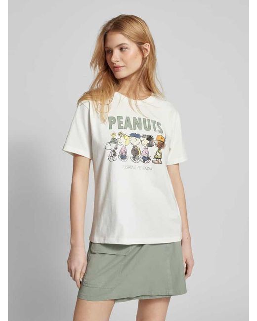 Jake*s White T-Shirt mit Peanuts®-Print
