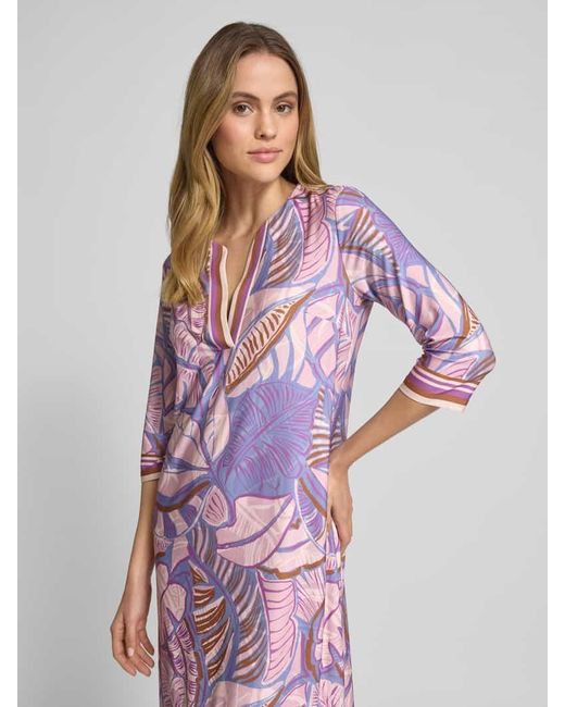 christian berg Purple Knielanges Kleid mit Tunikakragen
