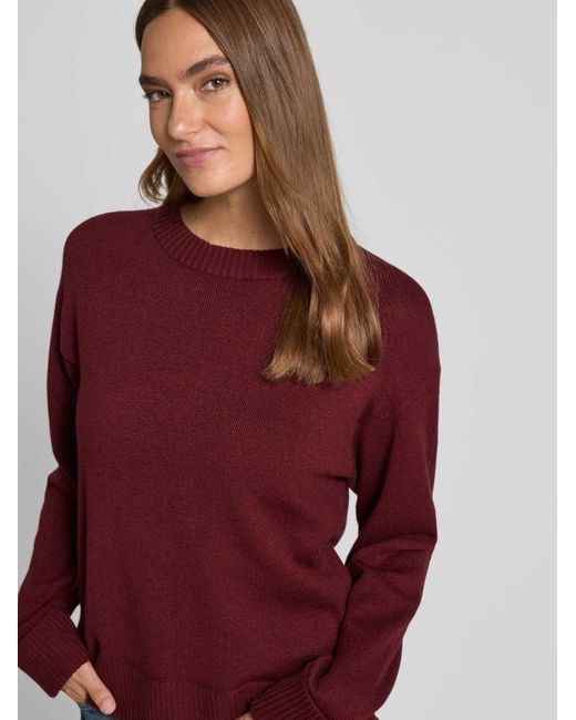 S.oliver Relaxed Fit Gebreide Pullover Van Katoenmix Met Wol in het Red