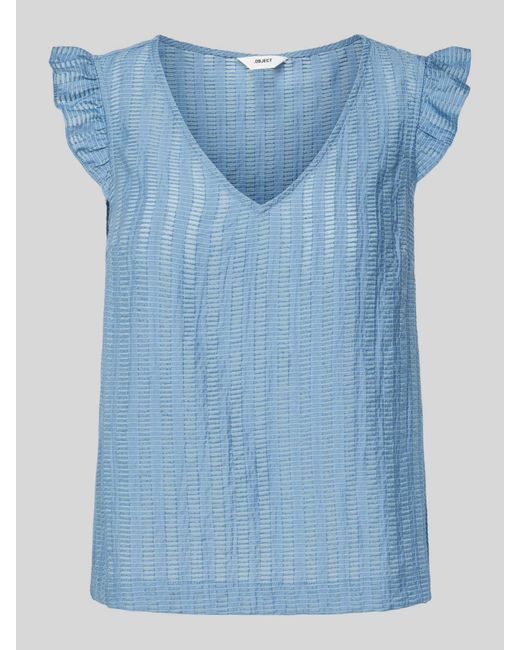 Object Blue Blusenshirt mit V-Ausschnitt Modell 'AMANDA'