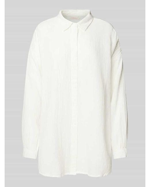 ONLY White Oversized Bluse mit Umlegekragen Modell 'THYRA'