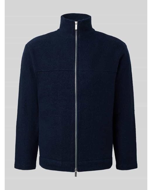 SELECTED Regular Fit Cardigan aus reinem Woll-Bouclé Modell 'NEALY' in Blue für Herren