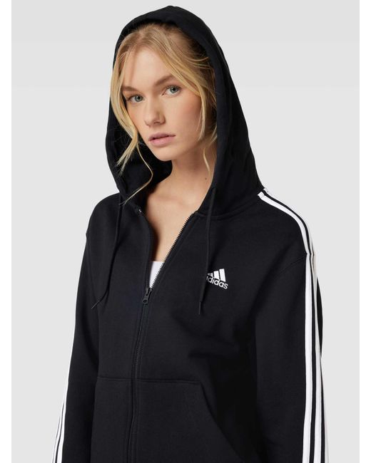 Adidas Black Sweatjacke mit Label-Stitching