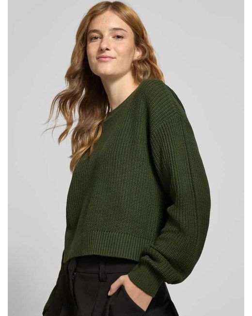 Noisy May Green Strickpullover mit Rundhalsausschnitt Modell 'MAYSA'