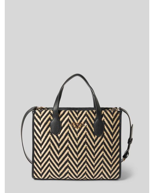 Guess Handtas Met Labelapplicatie, Model 'Silvana' in het Metallic