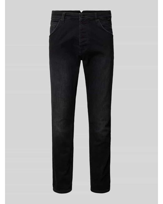 Gabba Relaxed Tapered Fit Jeans mit Gürtelschlaufen Modell 'Alex Tesla' in Black für Herren