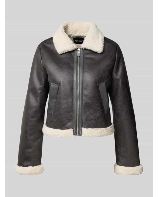 ONLY Black Regular Fit Jacke in Leder-Optik Modell 'BETTY'