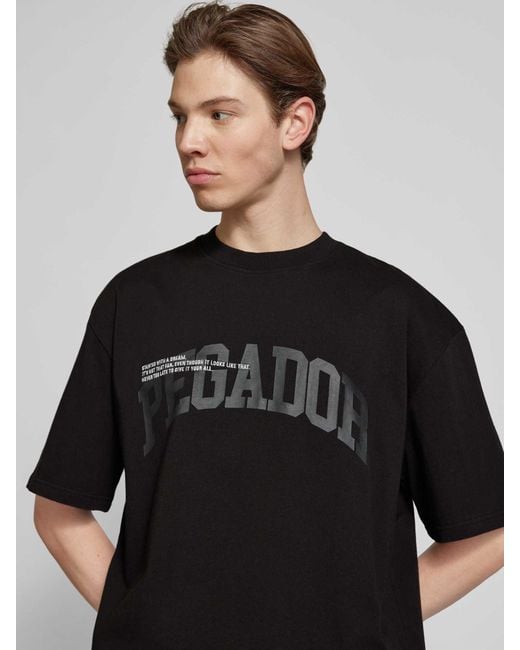 PEGADOR Oversized T-shirt Met Labelprint En Ronde Hals in het Black voor heren