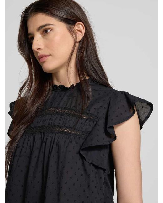 Vero Moda Black Regular Fit Blusentop aus reiner Baumwolle Modell 'TRINE'