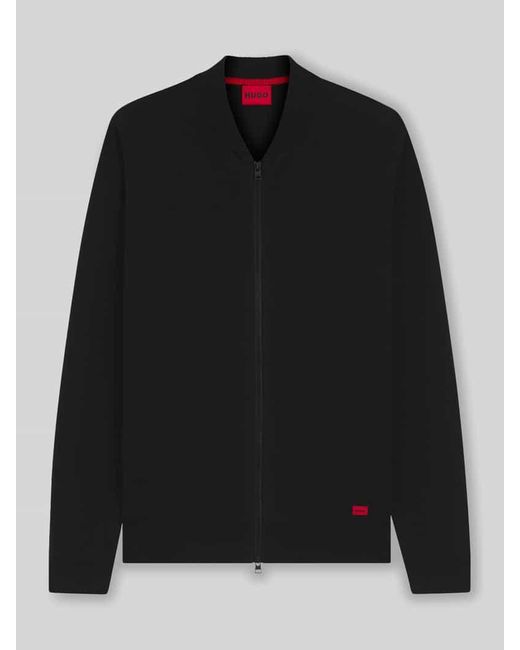 HUGO Regular Fit Strickjacke aus reiner Baumwolle Modell 'SAN JAQUE-C' in Black für Herren