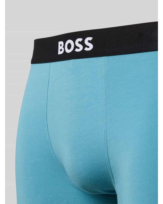 Boss Regular Fit Trunks aus Baumwoll-Elasthan-Mix im 3er-Pack in Blue für Herren