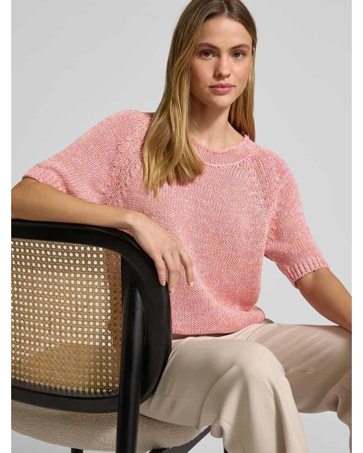 Luisa Cerano Pink Strickpullover mit Rundhalsausschnitt