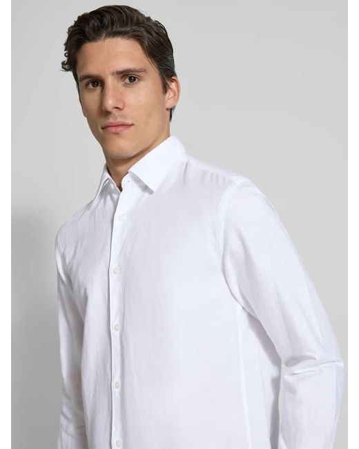 Boss Casual Fit Businesshemd aus Leinen-Baumwoll-Mix in White für Herren