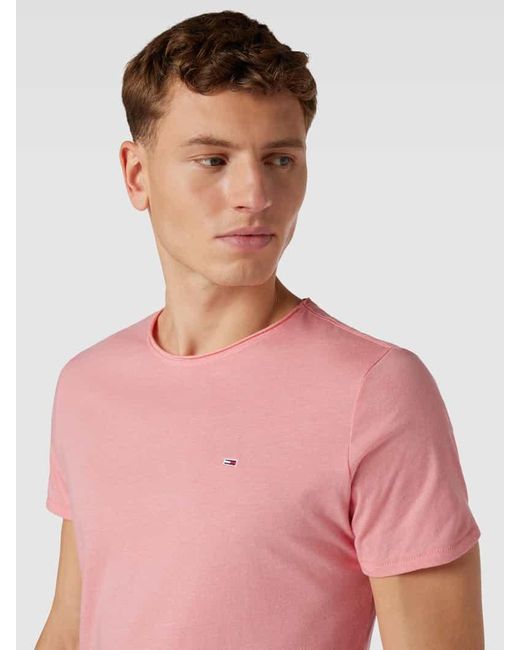 Tommy Hilfiger Slim Fit T-Shirt mit Rundhalsausschnitt in Pink für Herren