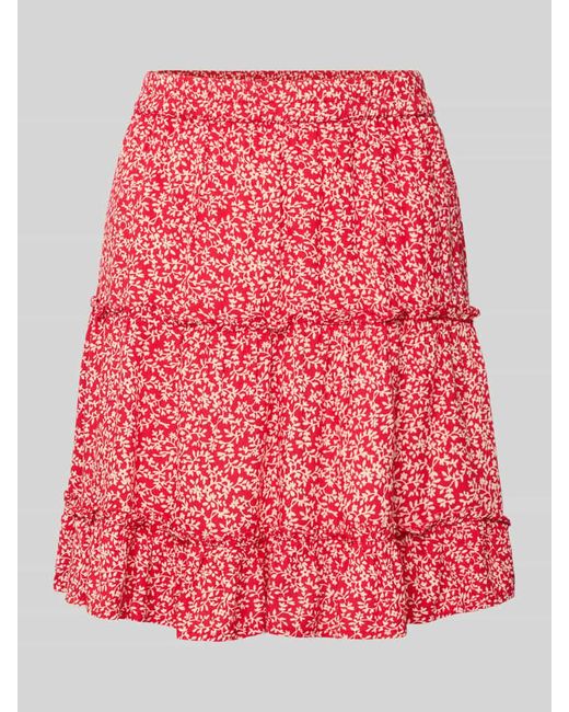 Pieces Red Regular Fit Mini-Rock mit elastischem Bund Modell 'NYA'