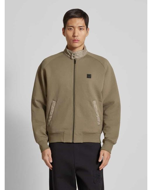 HUGO Sweatjacke mit Stehkragen Modell 'Silver Stack' in Green für Herren