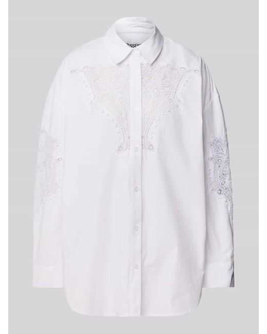 Essentiel Antwerp White Oversized Hemdbluse Mit Spitzenbesatz Modell 'Hoofd'