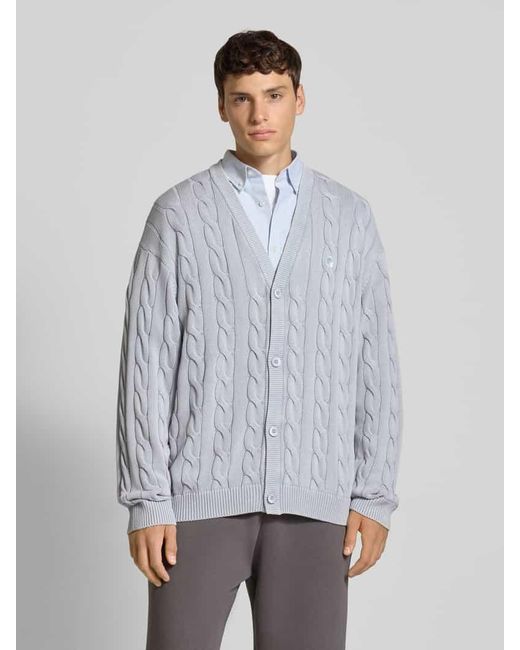 Carhartt Strickjacke mit Zopfmuster und V-Ausschnitt in Blue für Herren