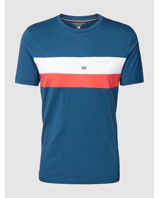 Christian Berg Men T-Shirt mit Kontraststreifen in Blue für Herren