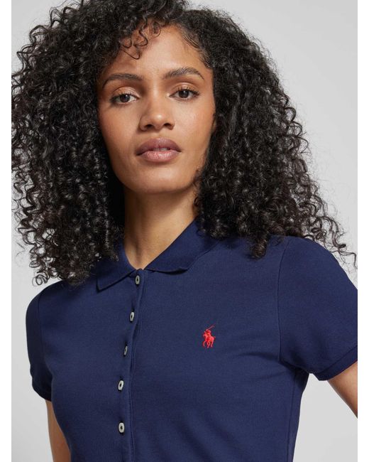 Polo Ralph Lauren Slim Fit Poloshirt Met Doorknoopsluiting in het Blue