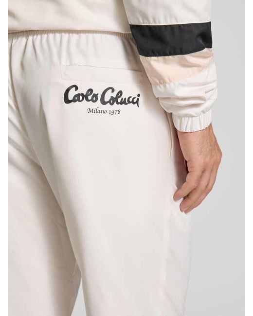 carlo colucci Sweatpants mit elastischem Bund in Natural für Herren