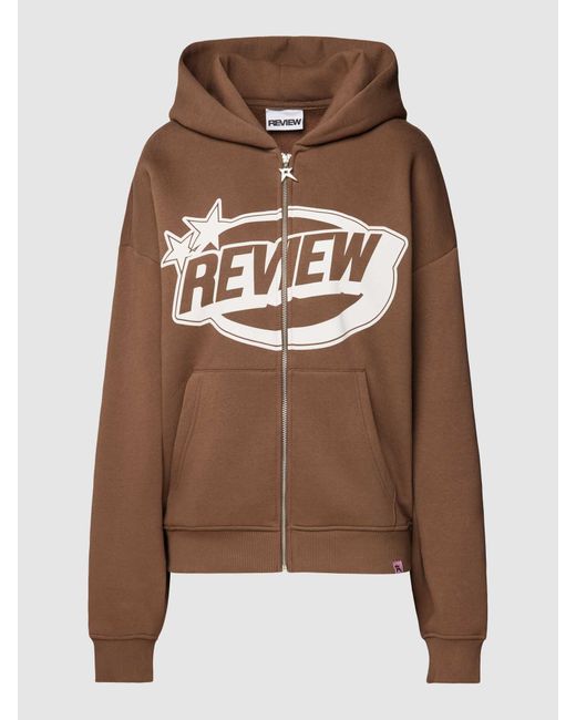 Review Hoodie Met Labelprint in het Brown voor heren