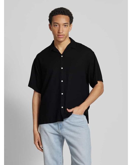 Jack & Jones Relaxed Fit Freizeithemd mit Resortkragen Modell 'WAYNE' in Black für Herren
