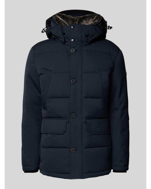 Strellson Regular Fit Gewatteerd Jack Met Capuchon, Model 'Piazza' in het Blue voor heren