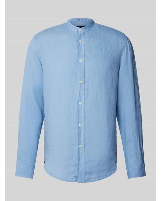 Drykorn Regular Fit Leinenhemd mit Stehkragen Modell 'TAROK' in Blue für Herren