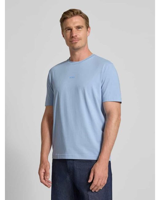 Boss Relaxed Fit T-Shirt aus Baumwoll-Mix Modell 'TCHUP' in Blue für Herren