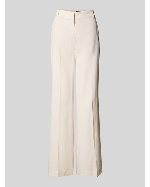 Marc Cain Wide Fit High Waist Stoffen Broek Met Persplooien in het Natural