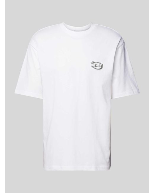 Review T-shirt Met Labeldetail in het White voor heren