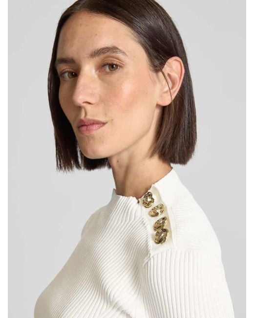 Ted Baker White Strickshirt Mit Zierknöpfen Und 1/2-Arm