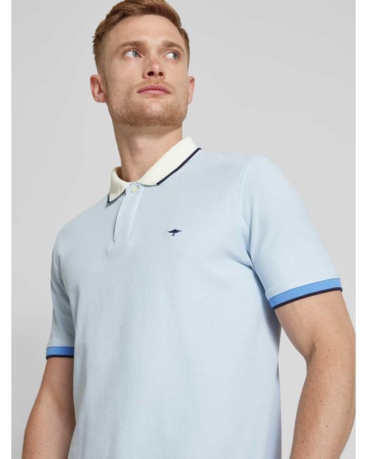 Fynch-Hatton Regular Fit Poloshirt Met Contrastgarnering in het Blue voor heren