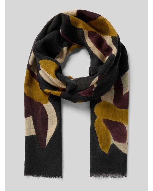 Altea Wollen Sjaal Met All-Over Bloemenprint, Model 'Blätter' in het Black voor heren