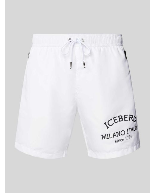 Iceberg Badehose mit Label-Print in Gray für Herren