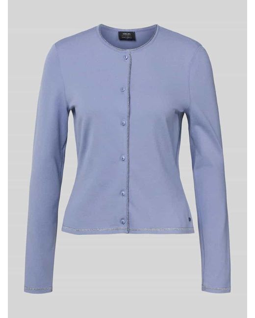 Marc Cain Blue Strickjacke aus Viskose-Mix mit Rundhalsausschnitt