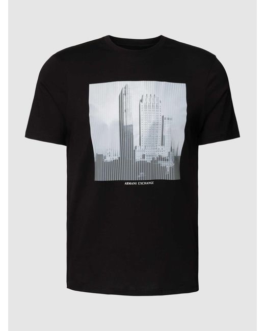 Armani Exchange T-shirt Met Motiefprint in het Black voor heren