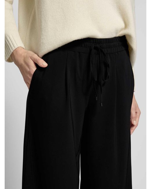 Cambio Wide Leg Stoffen Broek Met Bandplooien in het Black