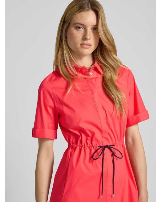Marc Cain Pink Knielanges Kleid mit Bindegürtel