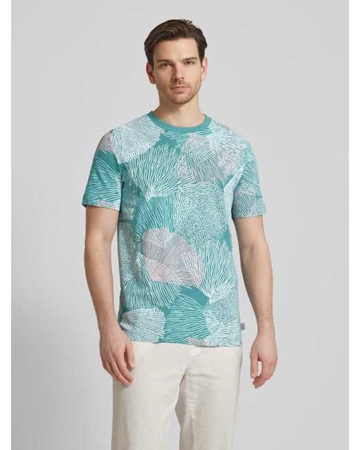 S.oliver T-Shirt mit Allover-Print Modell 'Big Coral' in Blue für Herren