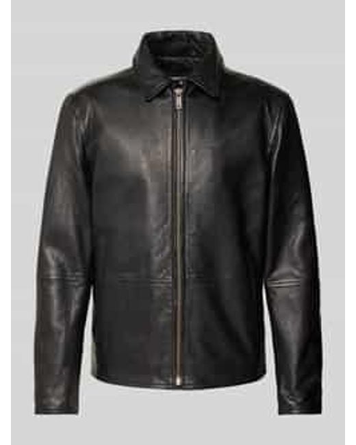 Strellson Regular Fit Leren Jack Van Echt Lamsnappa, Model 'Kellan' in het Black voor heren