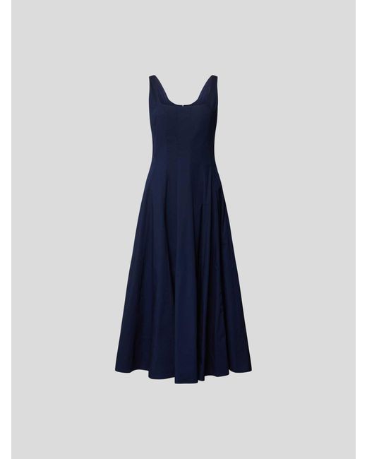 Staud Blue Knielanges Kleid aus Baumwoll-Mix
