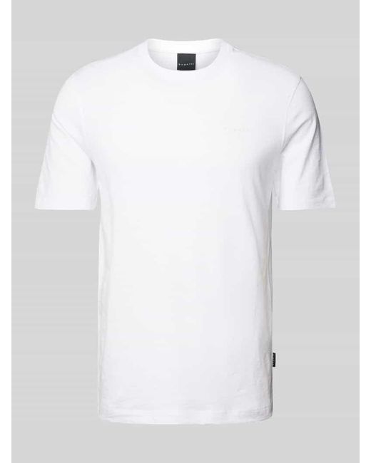 Bugatti T-Shirt im unifarbenen Design in White für Herren