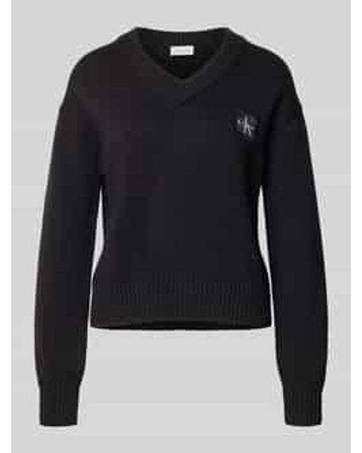 Calvin Klein Gebreide Pullover Met V-Hals in het Blue