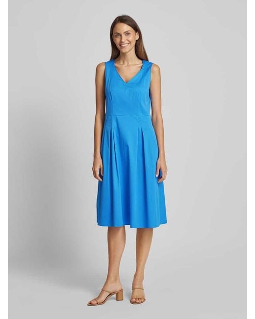 ROBE LÉGÈRE Blue Knielanges Kleid Mit V-Ausschnitt