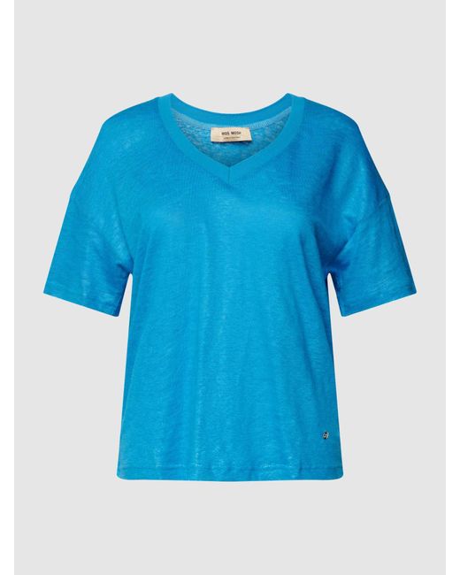 Mos Mosh Blue T-Shirt mit Effektgarn Modell 'Casa'