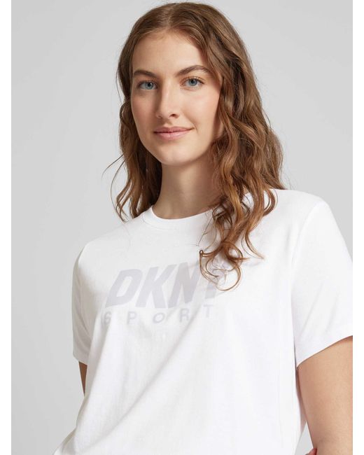 DKNY T-shirt Met Labelprint in het White