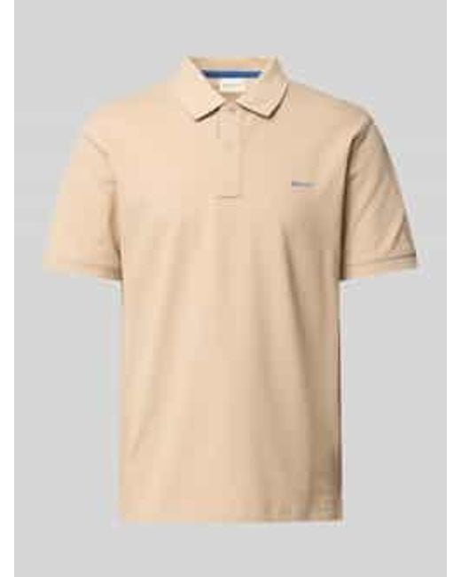 Gant Regular Fit Poloshirt Met Labelstitching in het Natural voor heren